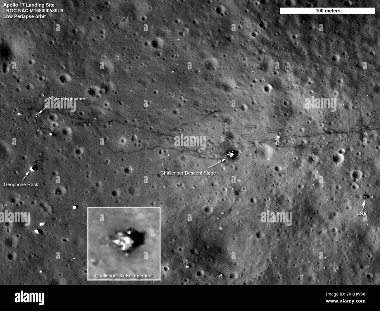 Bildnummer: 55903046  Datum: 06.09.2011  Copyright: imago/Xinhua (110907) -- WASHINGTON, Sept. 7, 2011 (Xinhua) -- Photo released by NASA on Sept. 6, 2011 shows the Apollo 17 landing site. NASA s Lunar Reconnaissance Orbiter (LRO) captured the sharpest images ever taken from space of the Apollo 12, 14 and 17 landing sites, the U.S. space agency announced Tuesday. (Xinhua/NASA) (lr) U.S.-NASA-APOLLO LANDING SITES-SHARPER VIEWS PUBLICATIONxNOTxINxCHN Gesellschaft Wissenschaft Raumfahrt Mond Landung Mondlandung Landestelle sw xns x0x 2011 quer premiumd      55903046 Date 06 09 2011 Copyright Imag Stock Photo