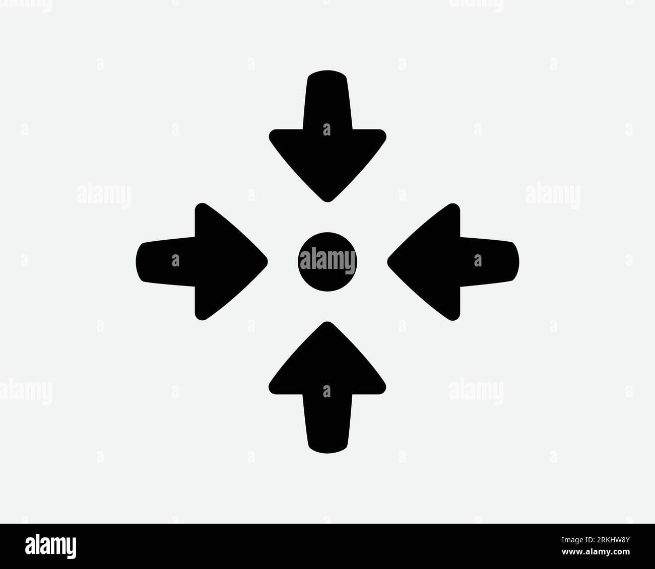 Gathering Point Icon Emergency Evacuation Plan Position Four 4 Arrows Arrow Pointing Black White Outline Shape Vector Clipart Illustration Sign Symbol Stock Vector
