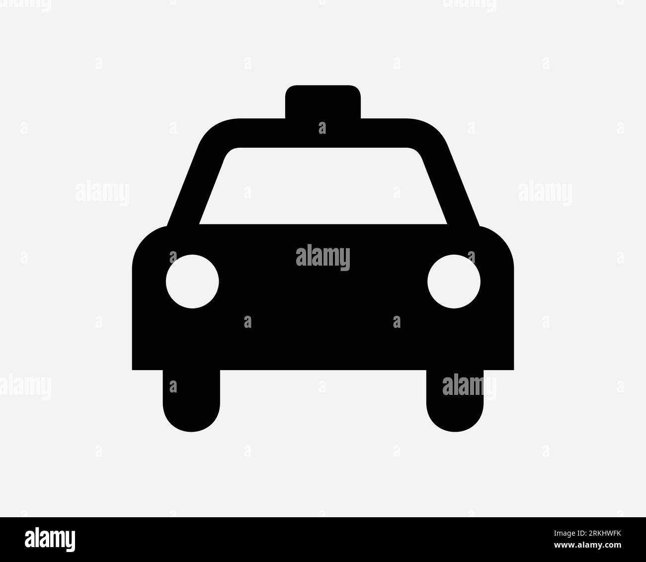 Taxi Icon Cab Car Passenger Public Transport Road Transportation Travel Trip Frontal Front View Approach Black Silhouette Shape Vector Sign Symbol Stock Vector