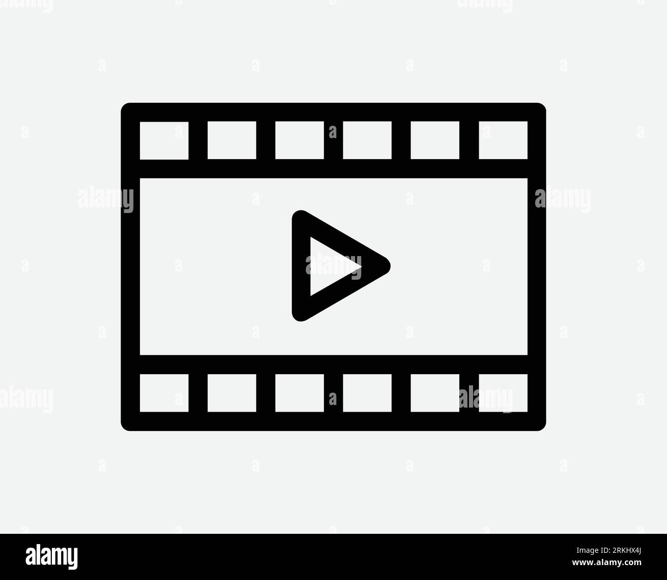 Film Icon Media Movie Video Cinema Photo Entertainment Reel Strip Black White Outline Shape Vector Clipart Graphic Illustration Artwork Sign Symbol Stock Vector