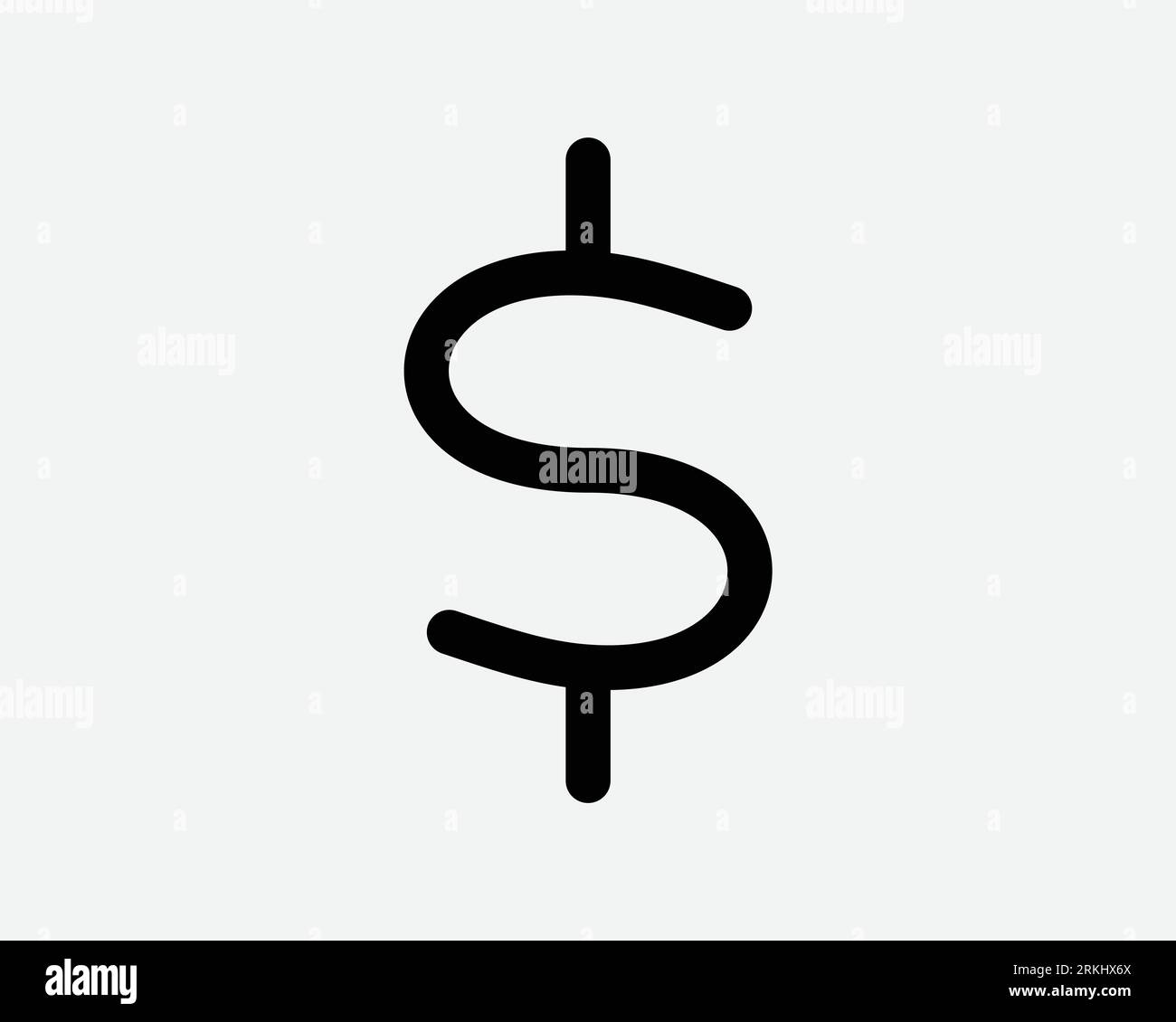 Money Sign Icon Dollar Symbol Cash Currency Investment Bank Wealth Rich Finance Financial Logo Income Loan Payment Pay Black Outline Line Thin Vector Stock Vector