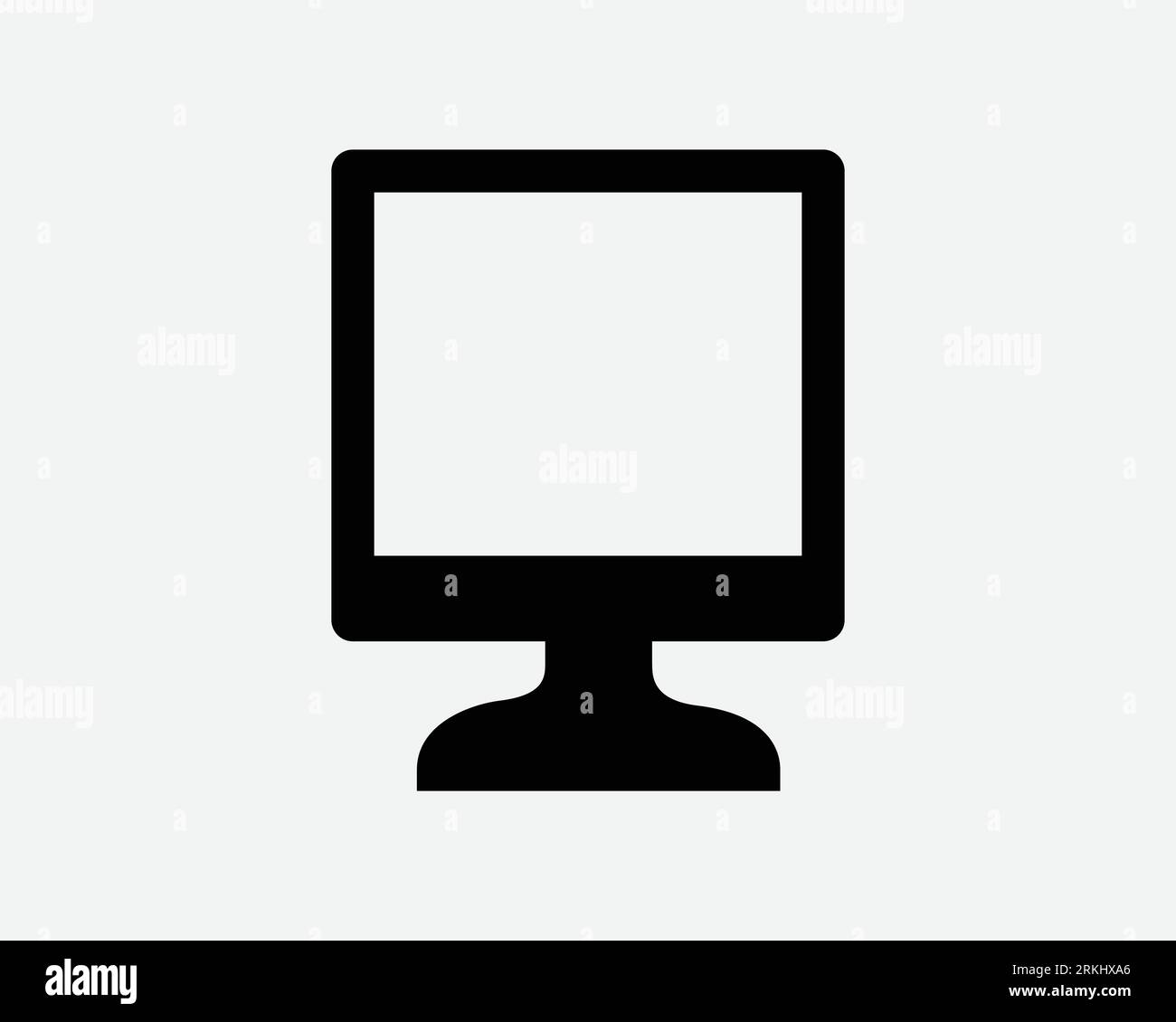 Monitor Screen Icon Computer Desktop LED LCD Display TV Television Black White Outline Shape Vector Clipart Graphic Illustration Artwork Sign Symbol Stock Vector