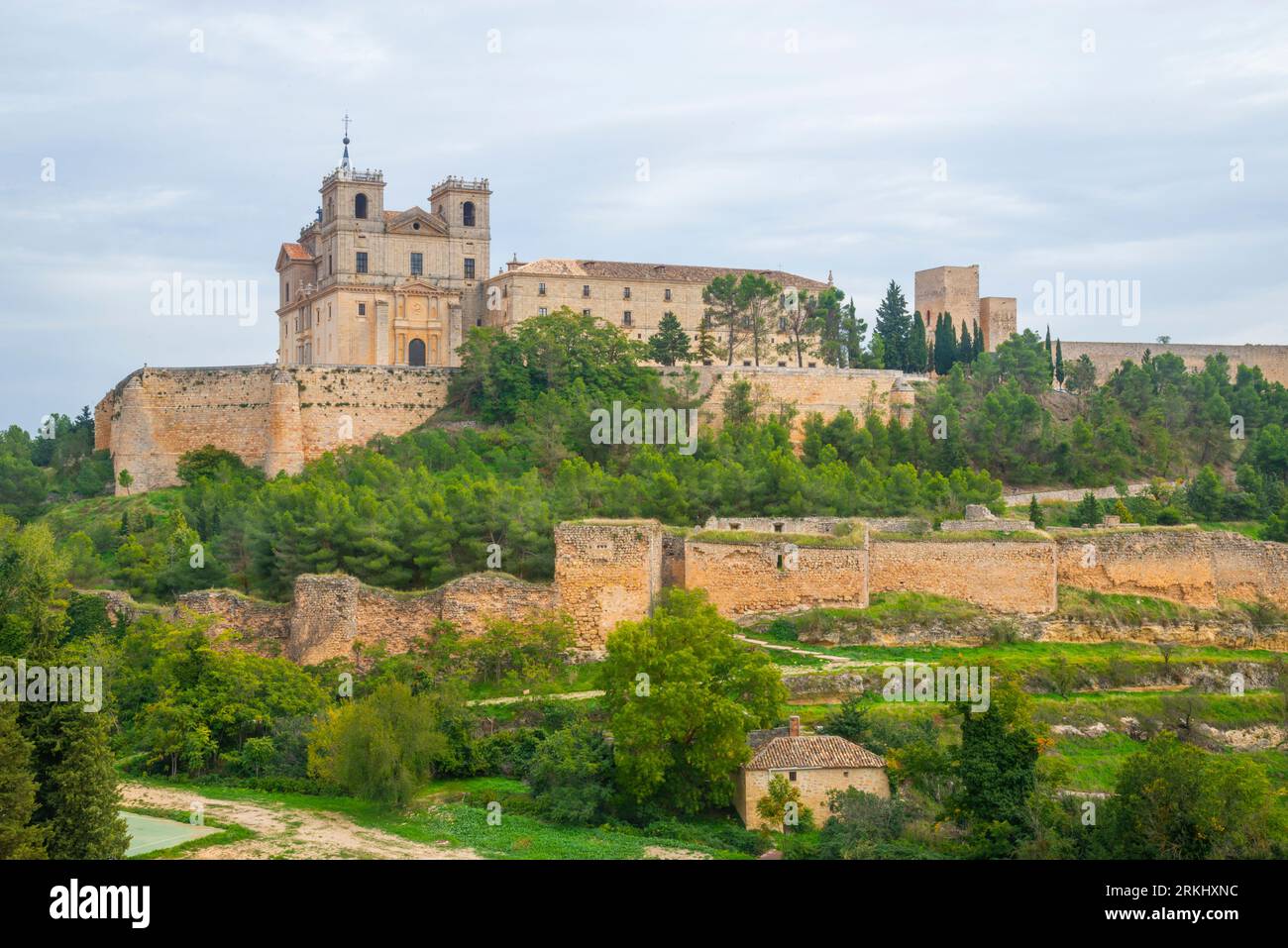 Monastery and castle, Ucles, Cuenca province, Castilla La Mancha, Spain. Stock Photo