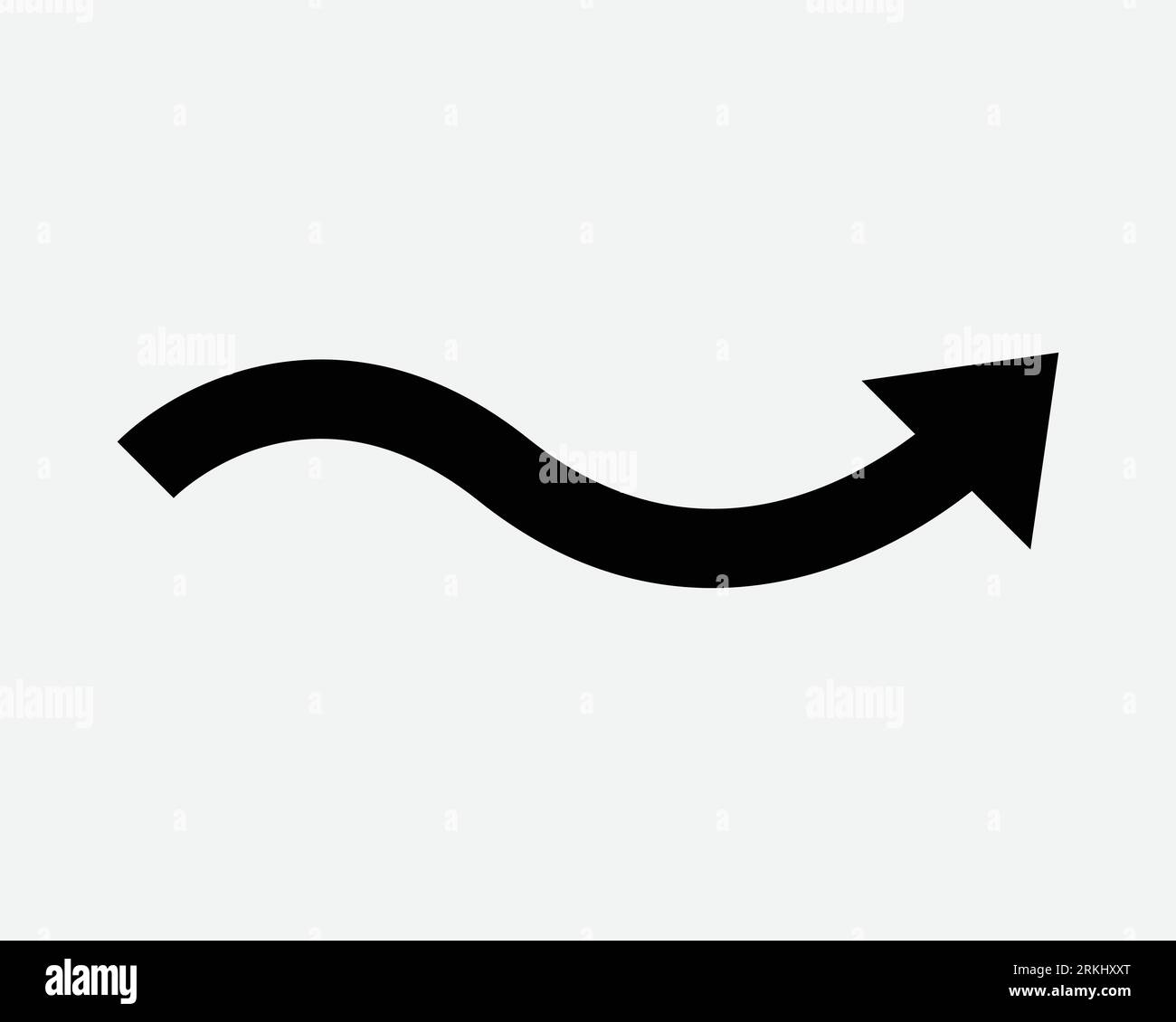 Wave Arrow Right Up Icon Point Pointer Wavy Curvy Curvy Bend Curly Path Navigation Position Black White Shape Vector Illustration Artwork Sign Symbol Stock Vector