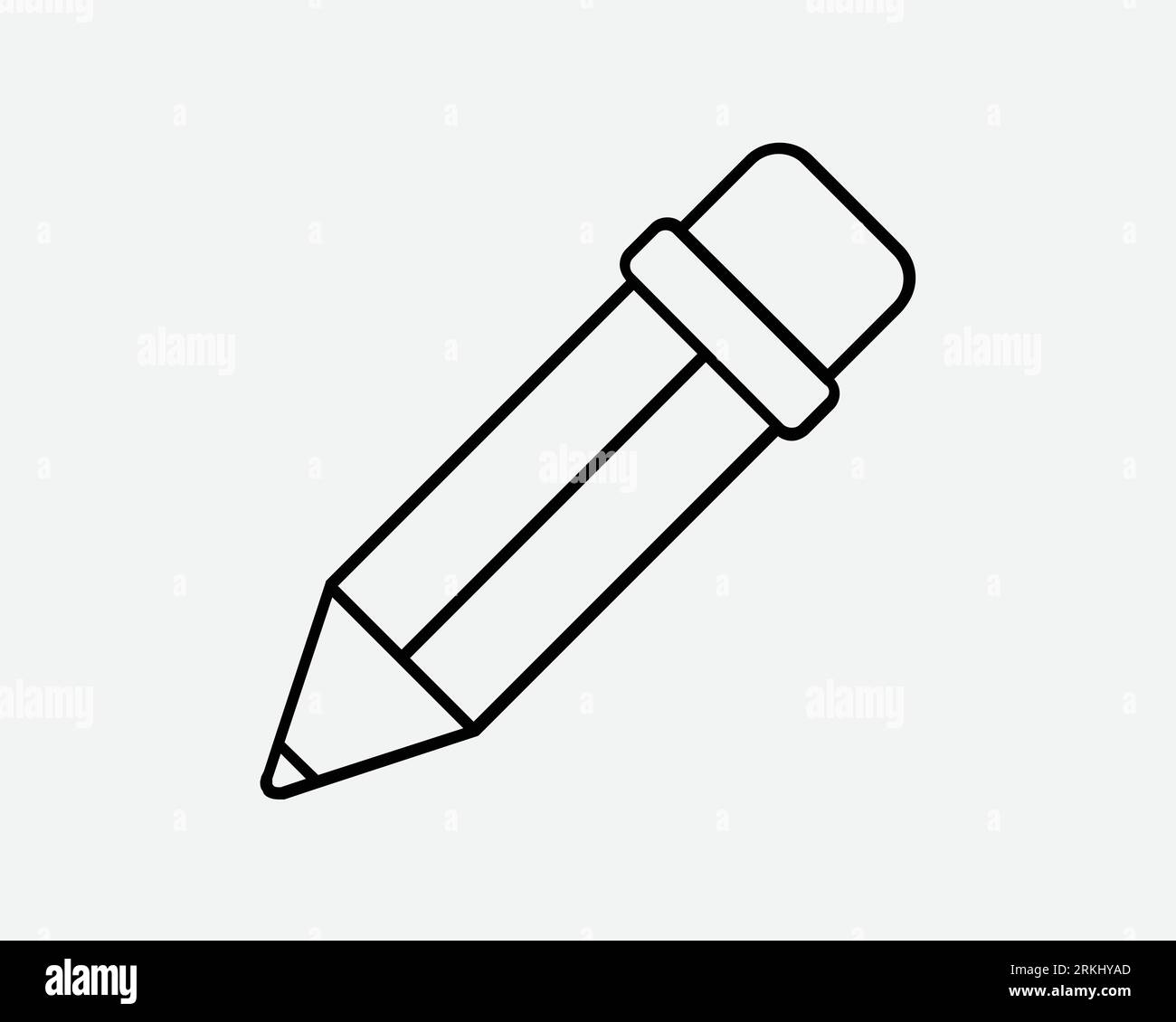 Pencil Edit Line Icon Pen Stationery Office Study Write Draw Black White Thin Outline Shape Vector Clipart Graphic Illustration Artwork Sign Symbol Stock Vector