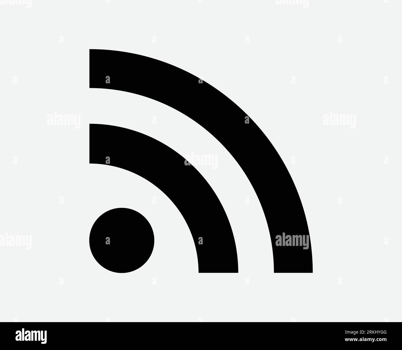 RSS Icon News Message Broadcast Email Newsletter Web Website Communication Network Wireless Signal Data Podcast Blog Black Shape Vector Symbol Sign Stock Vector