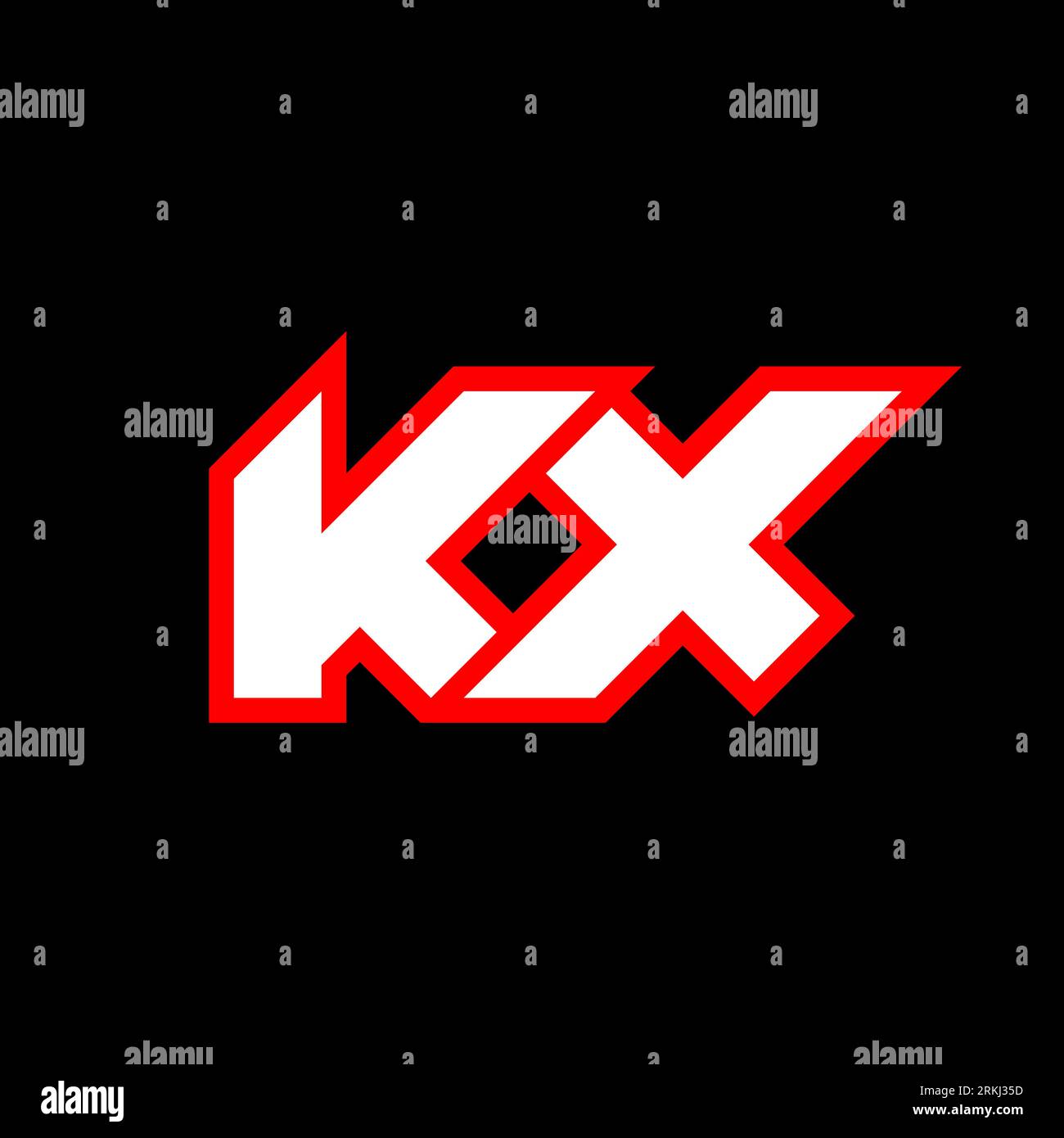 KX logo design, initial KX letter design with sci-fi style. KX logo for game, esport, Technology, Digital, Community or Business. K X sport modern Ita Stock Vector