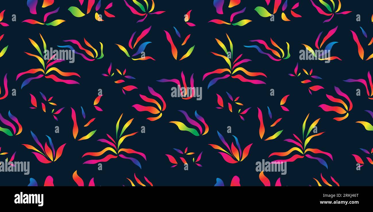 Gradient Motif Seamless Floral Pattern with Colorful Gradient Style. Flower Motif ...