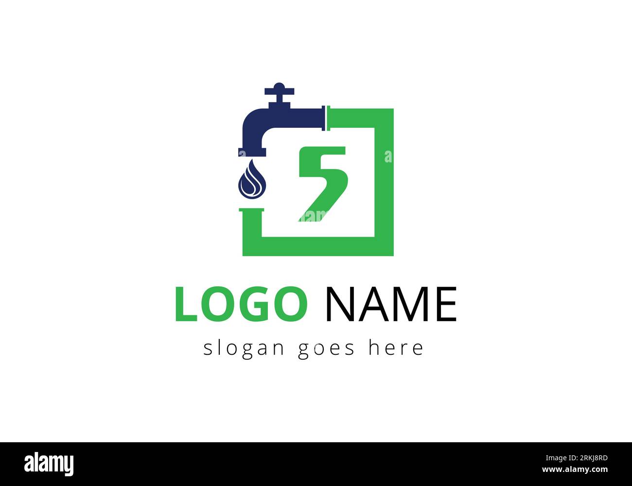 Letter 5 Plumber Logo Design. Stock Vector