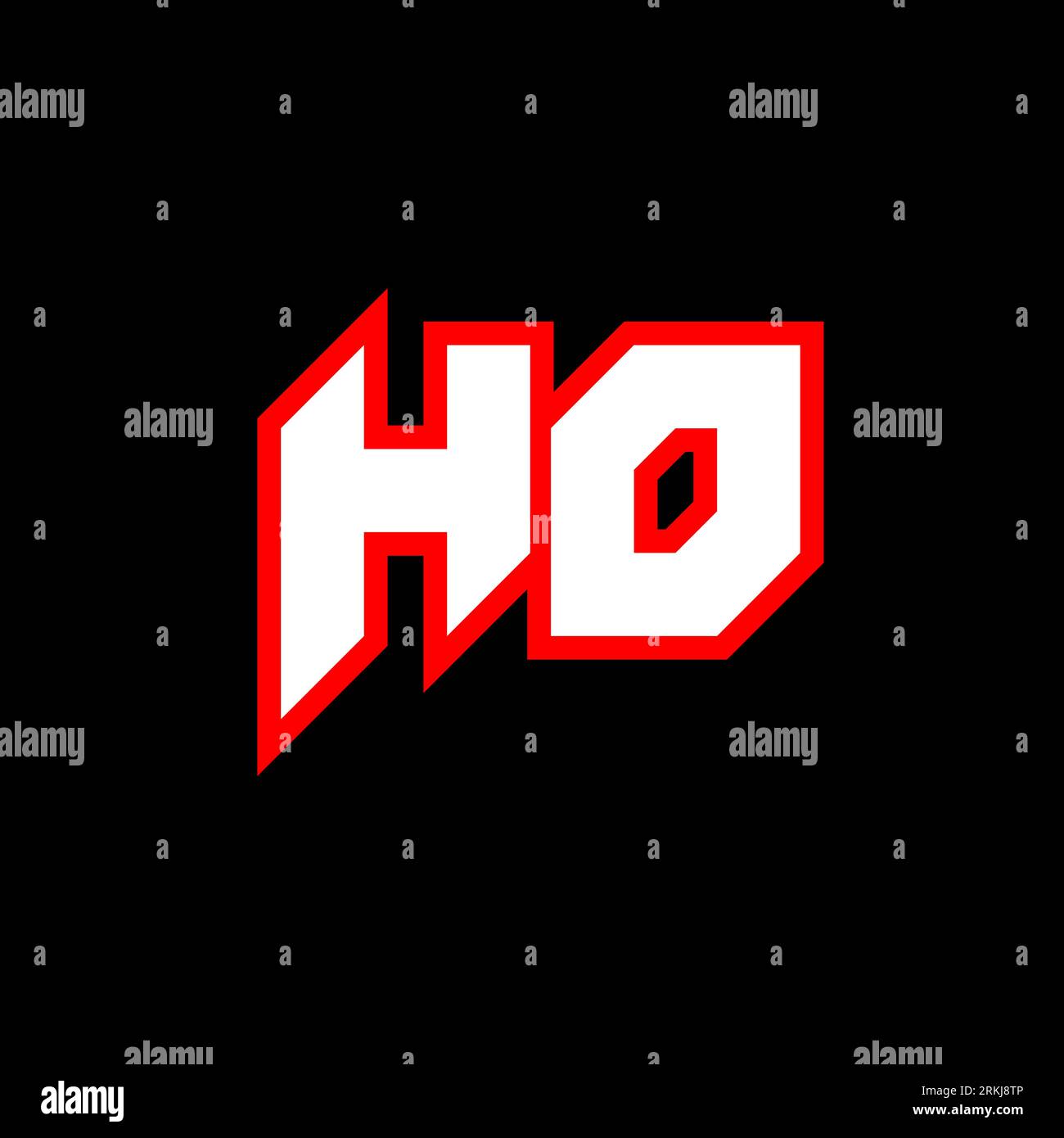 HO logo design, initial HO letter design with sci-fi style. HO logo for game, esport, Technology, Digital, Community or Business. H O sport modern Ita Stock Vector