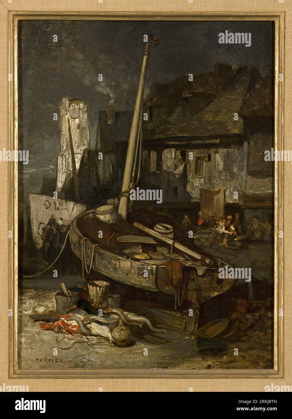 La barque échoué 1857 by Adolphe Hervier Stock Photo