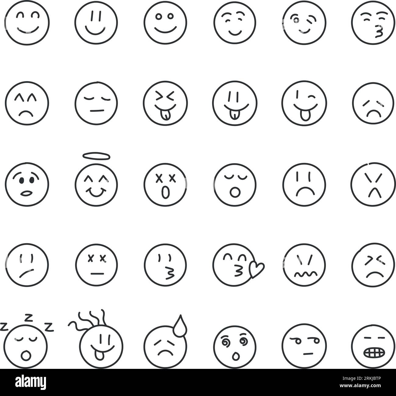 Emojis faces icon in hand drawn style. Doddle emoticons vector ...