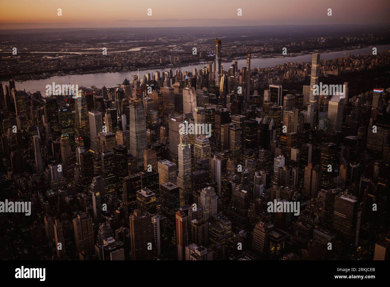 An aerial view of Manhattan, New York at twilight Stock Photo - Alamy