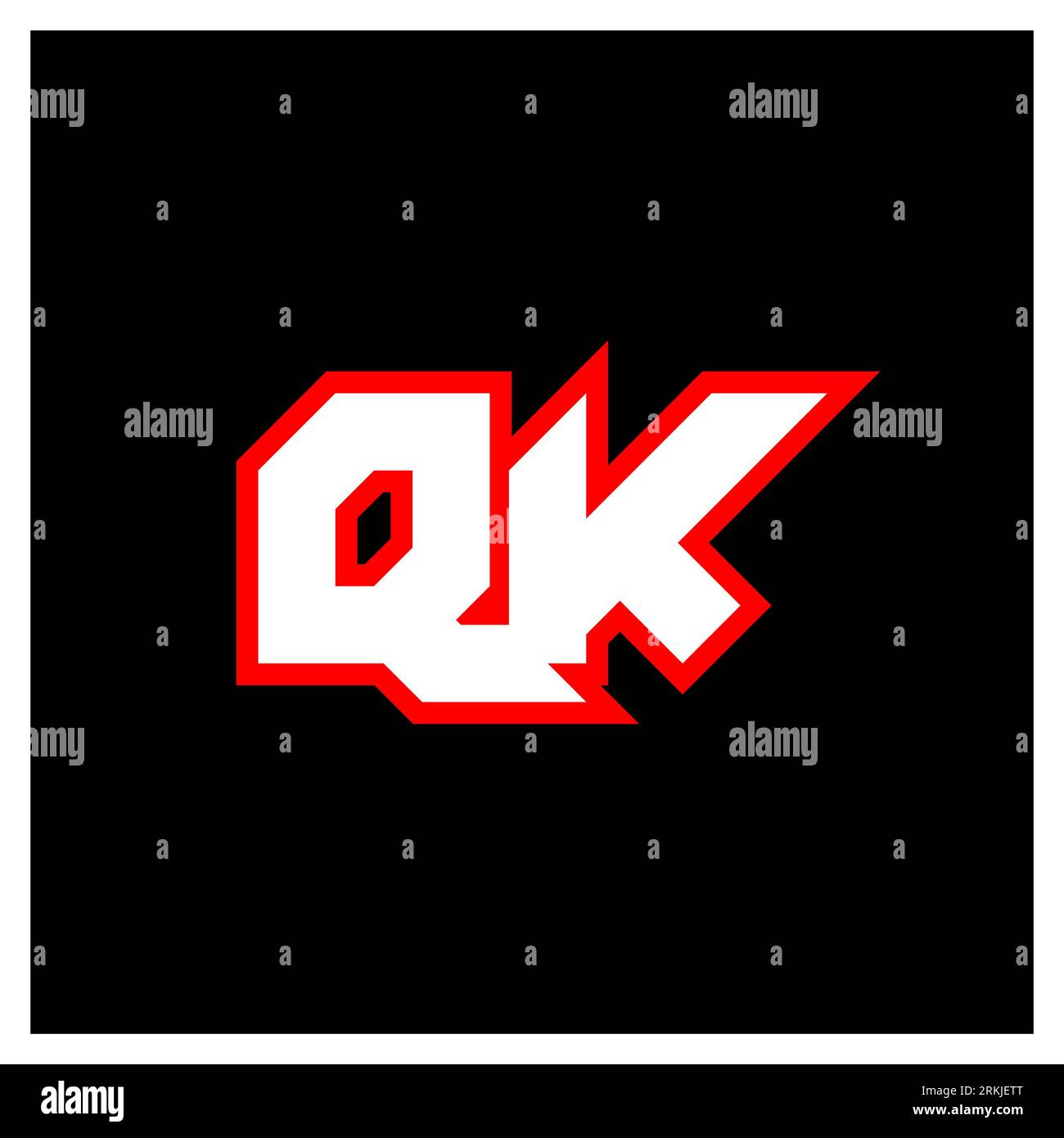 QK logo design, initial QK letter design with sci-fi style. QK logo for game, esport, Technology, Digital, Community or Business. Q K sport modern Ita Stock Vector