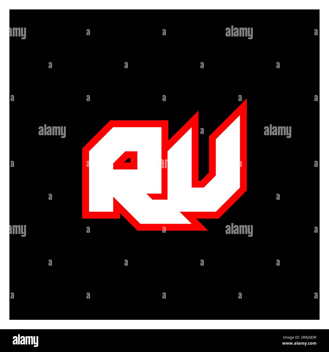 RU logo design, initial RU letter design with sci-fi style. RU logo for game, esport, Technology, Digital, Community or Business. R U sport modern Ita Stock Vector
