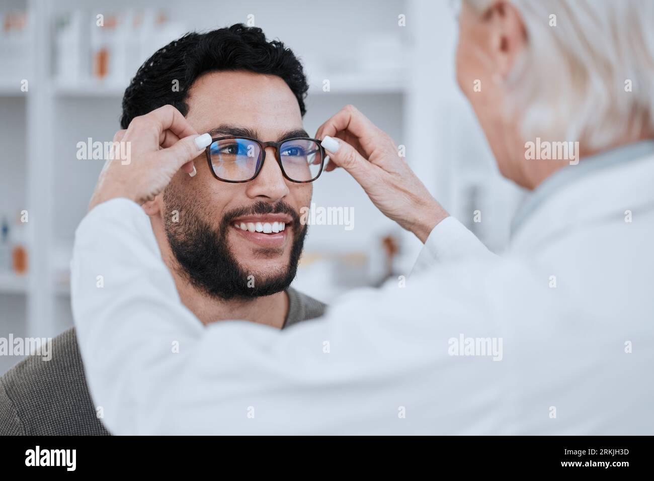 Eye care, glasses for vision and lens, choice and optometrist with