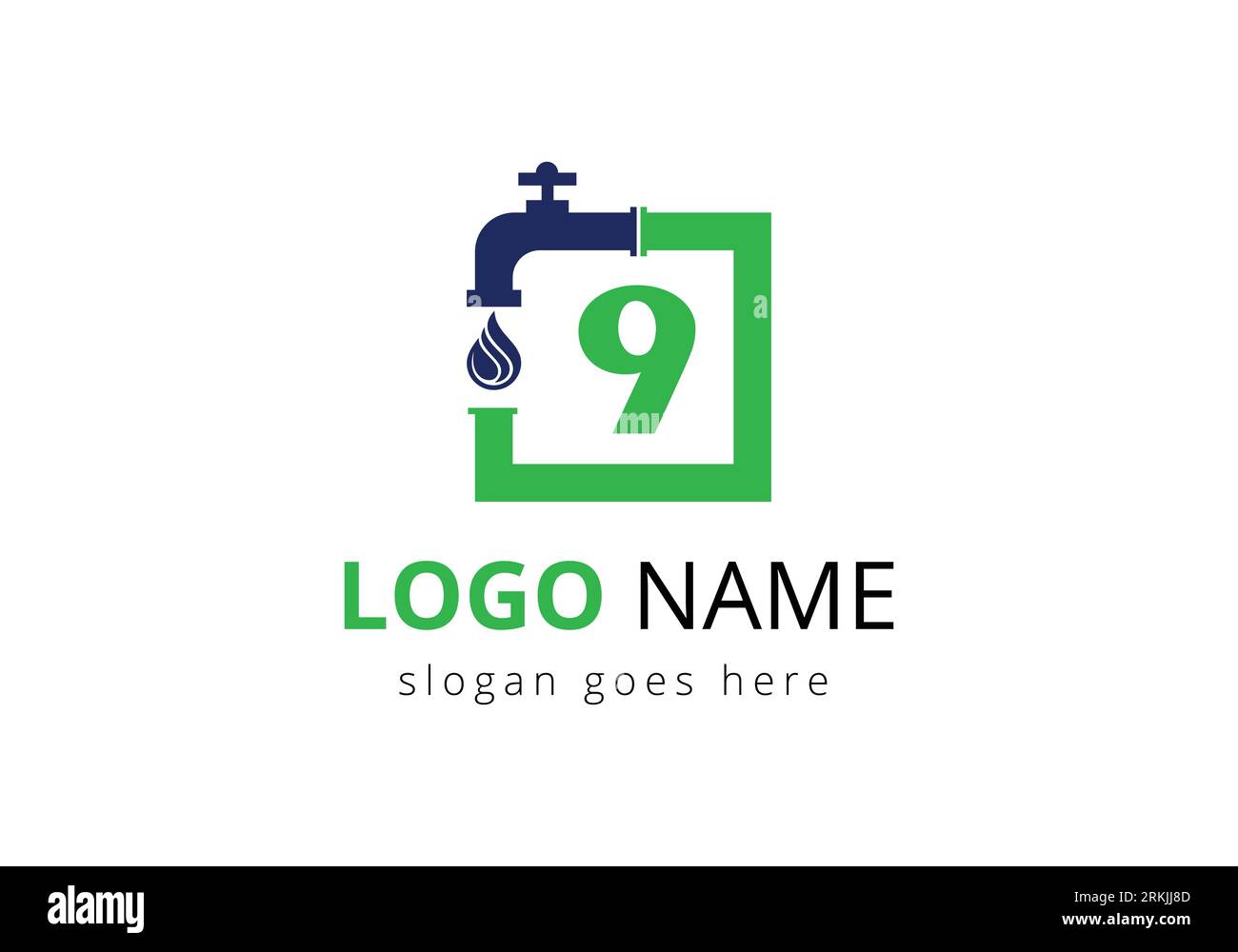 Letter 9 Plumber Logo Design. Stock Vector