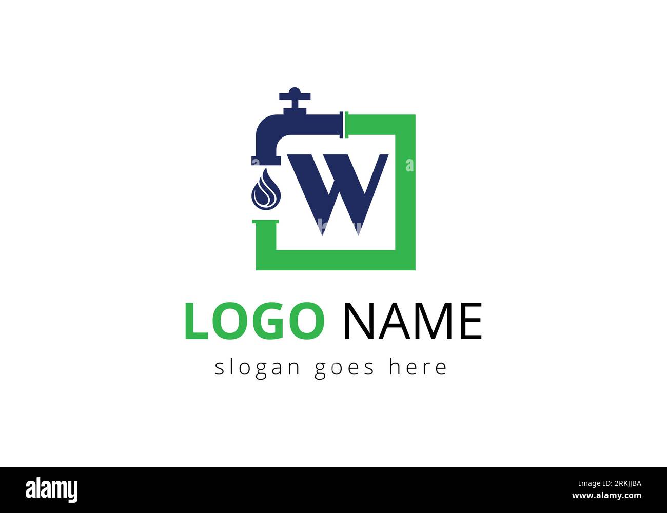 Letter W Plumber Logo Design. Stock Vector