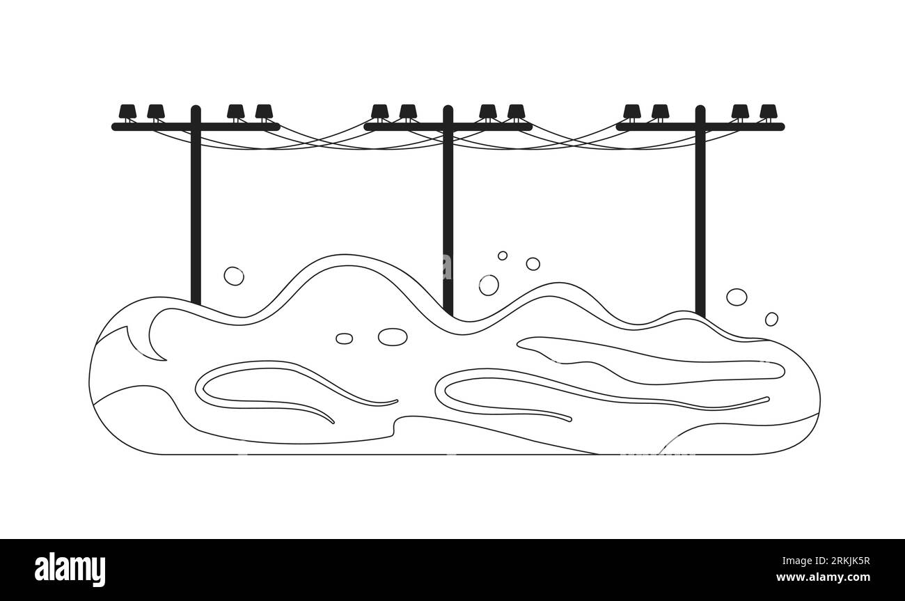 Flooded power lines monochrome flat vector object Stock Vector Image ...