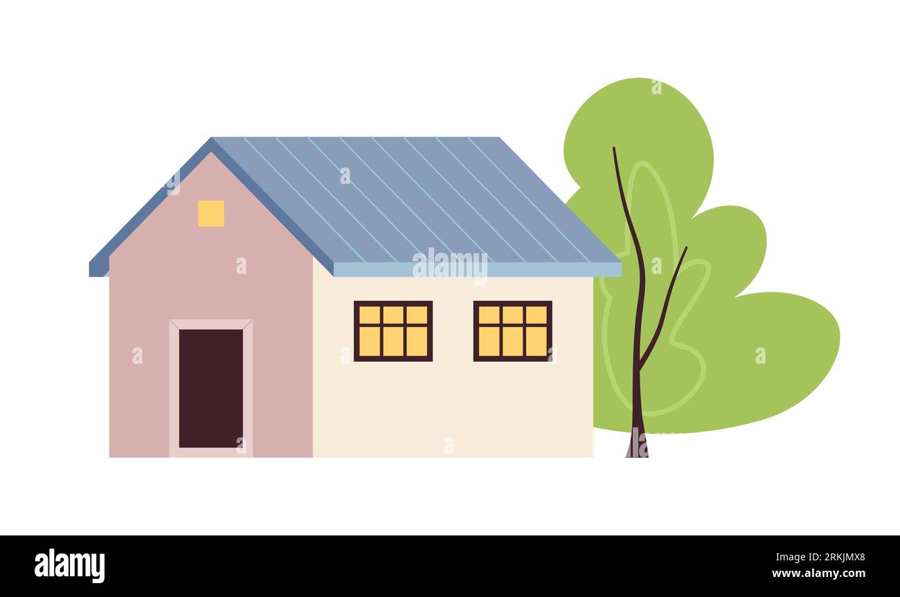 Cute house semi flat colour vector object Stock Vector