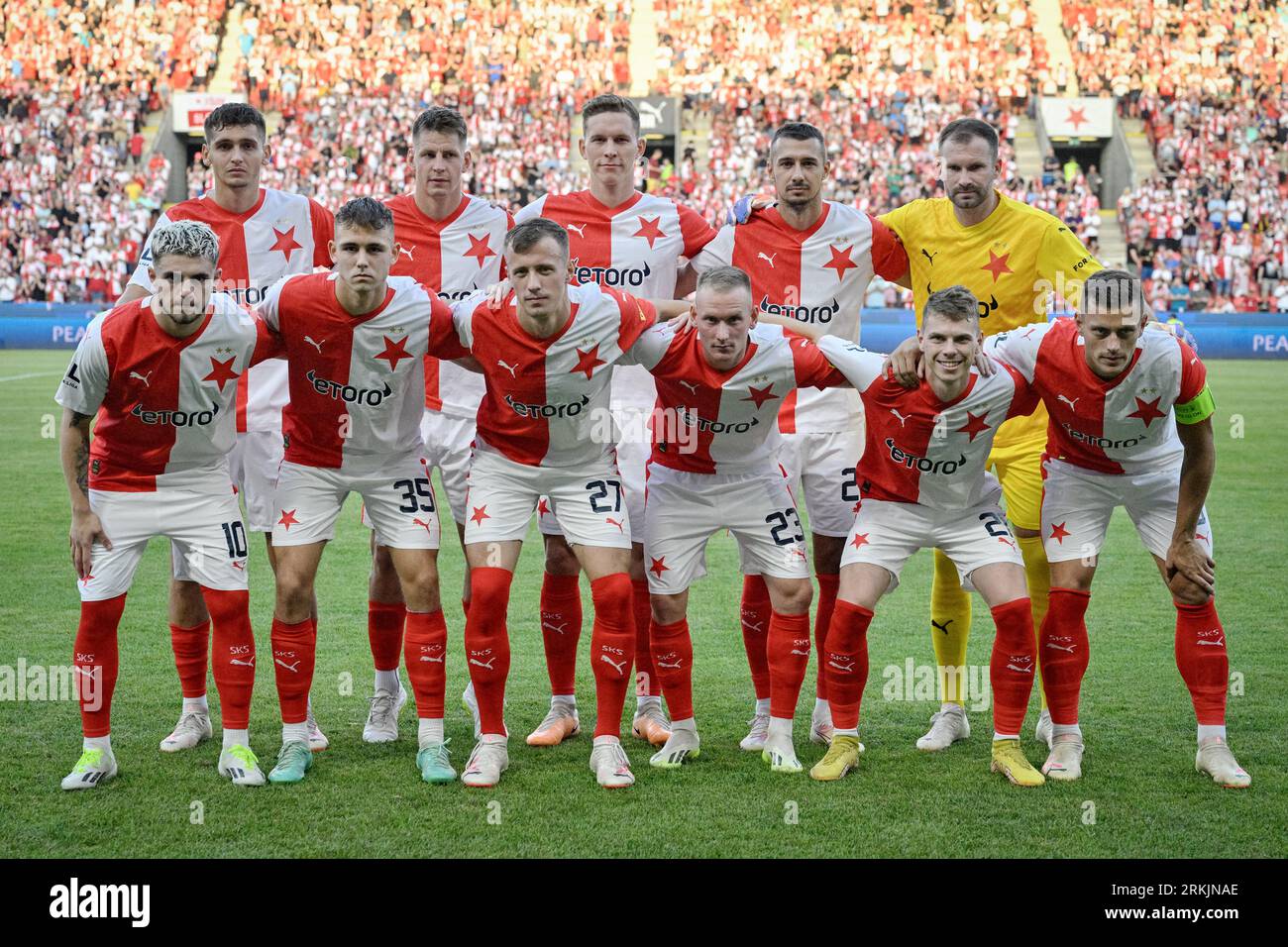 SK Slavia Prague team pose prior to the fourth round UEFA Europa League  match SK Slavia Praha vs Apoel Nikosie in Prague, Czech Republic, on  Wednesday, August 23, 2017. (CTK Photo/Michal Kamaryt