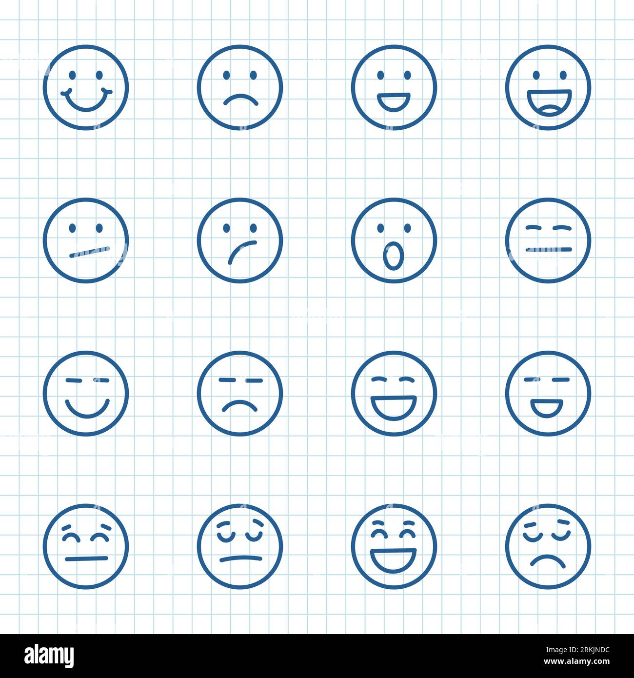 Emojis faces icon in hand drawn style. Doddle emoticons vector ...