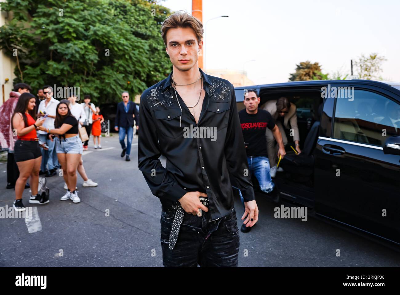 Nils Kuesel attends the Dsquared2 Fashion Show during the Milan Men's ...
