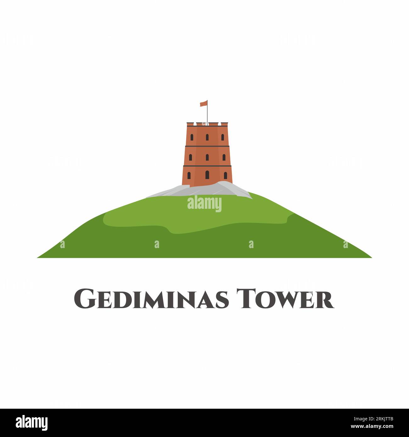 Gediminas' Tower in Vilnius, Lithuania. Recommend to take a visit. World countries cities vacation travel sightseeing landmarks. Flat cartoon style ve Stock Vector