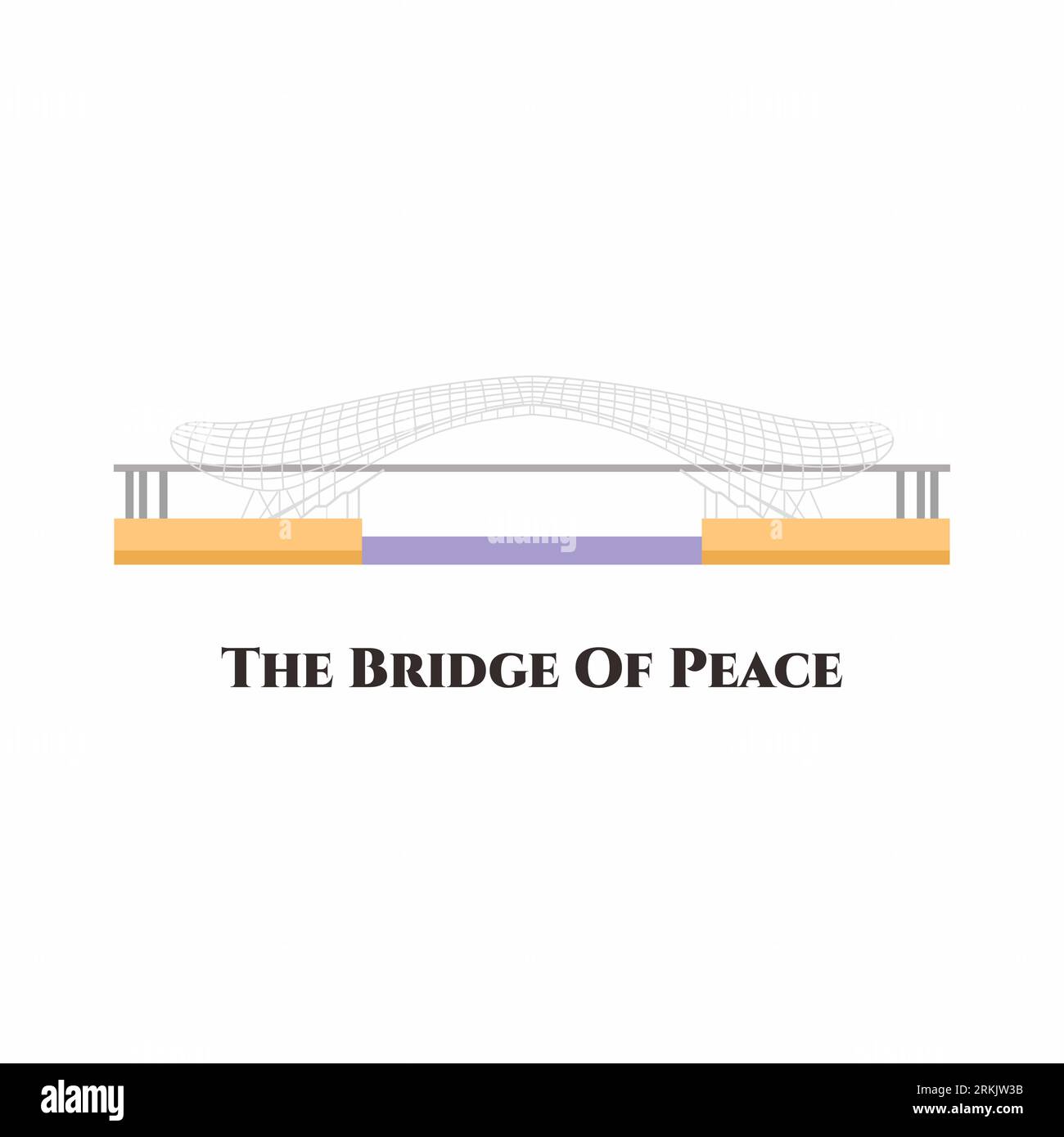The Bridge of Peace in central Tbilisi, Georgia. The Bridge of Peace hangs delicately over the Kura River and connects the old town to the modern. Rem Stock Vector