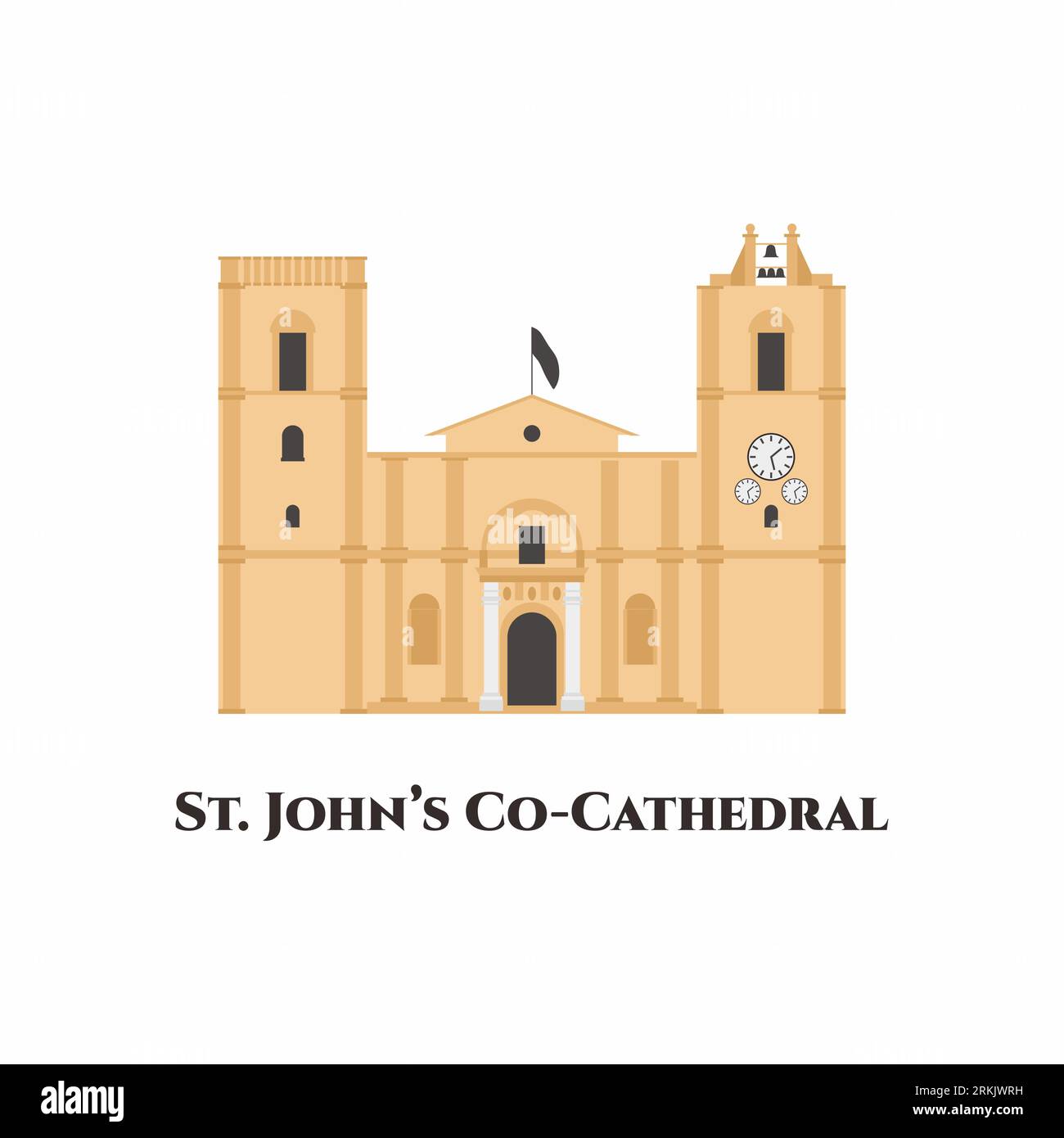 St. John's Co-Cathedral in Valletta, Malta. One of the most beautiful churches. Must visit this place when coming to malta. Vector trip and travel tou Stock Vector