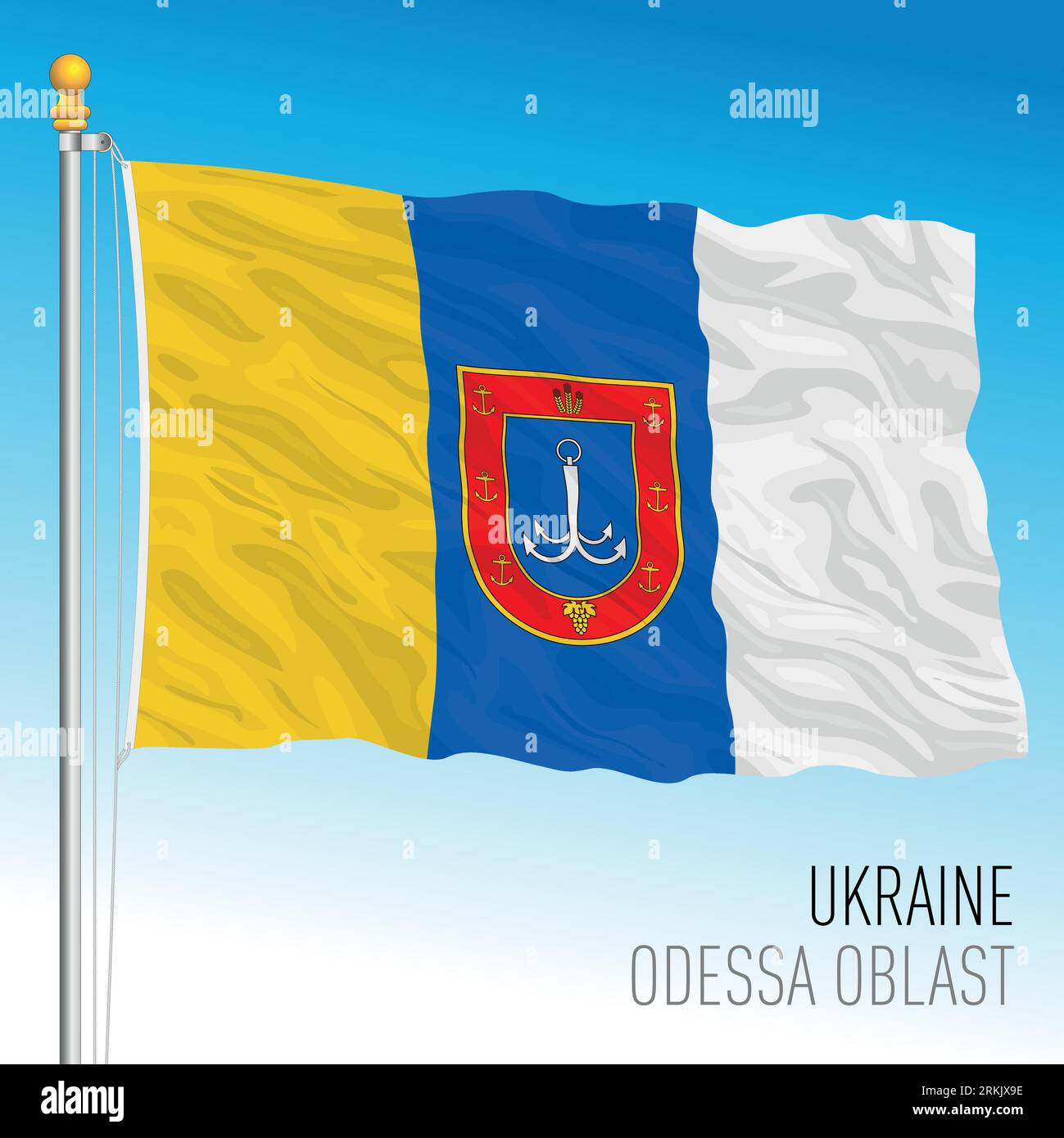 Ukraine,  Odessa Oblast waving flag, europe, vector illustration Stock Vector