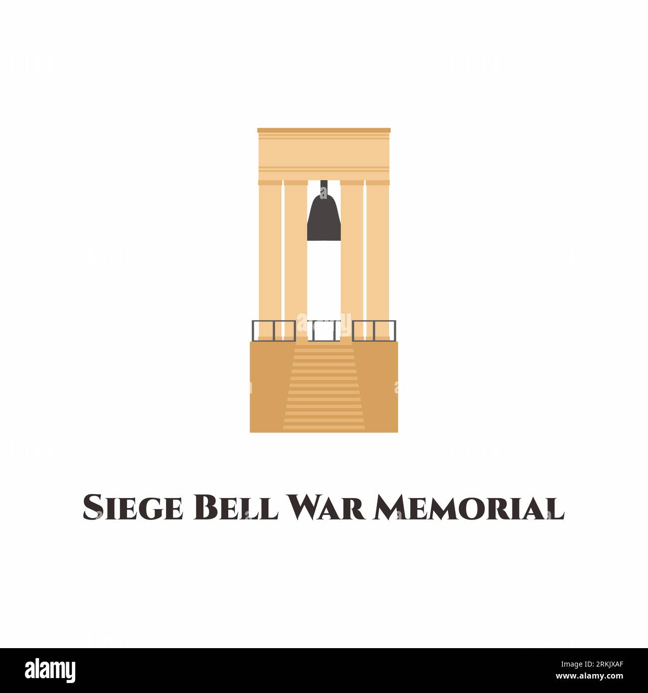 Siege bell memorial malta. It is a wonderful place to go for panoramic views of the harbor. Do not miss when visit in malta. Valetta travel, trip comi Stock Vector