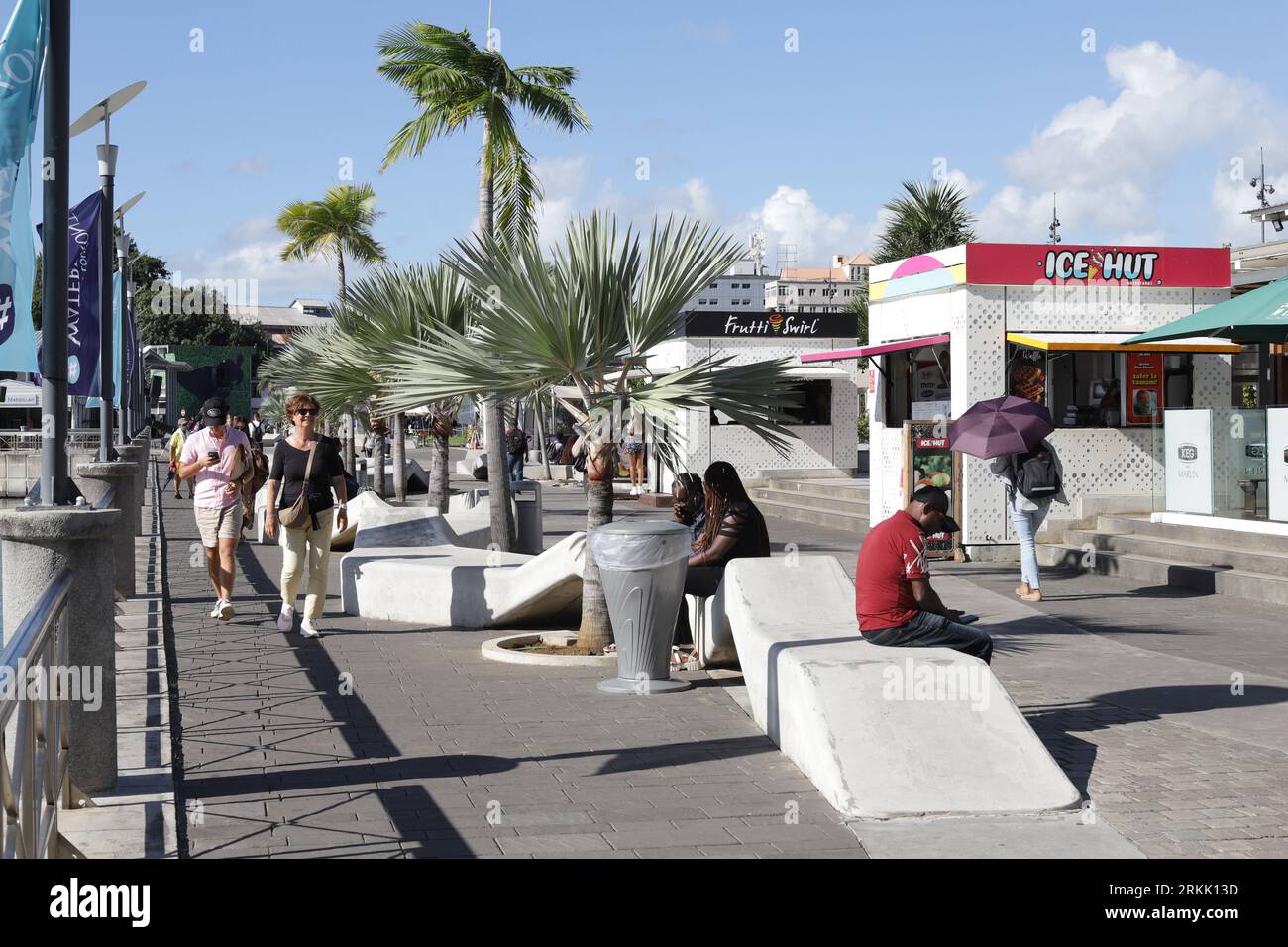 Le Caudan Waterfront is a commercial development in Port Louis, the capital city of Mauritius. It includes shops, banking facilities, casinos, cinemas Stock Photo