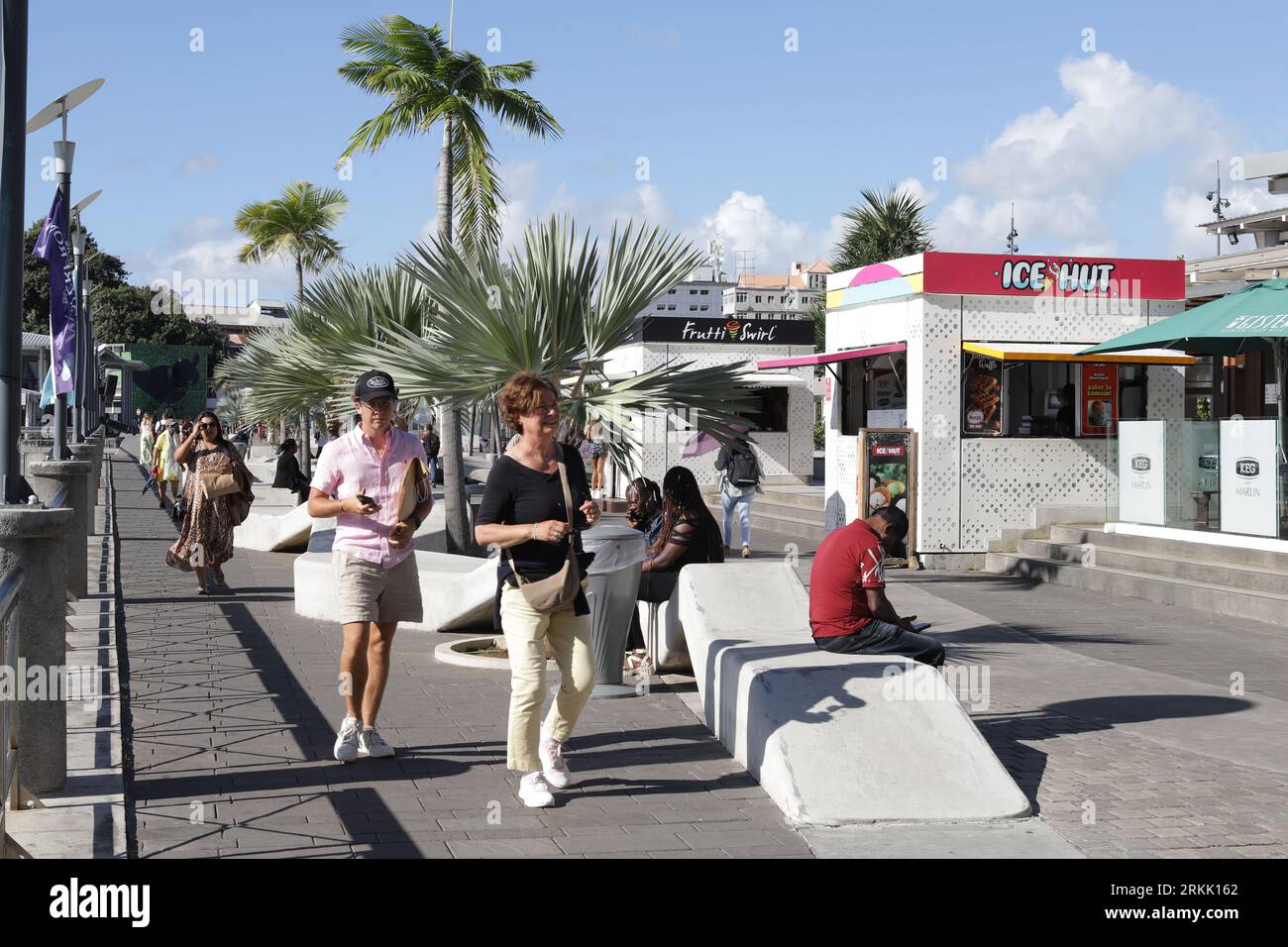 Le Caudan Waterfront is a commercial development in Port Louis, the capital city of Mauritius. It includes shops, banking facilities, casinos, cinemas Stock Photo