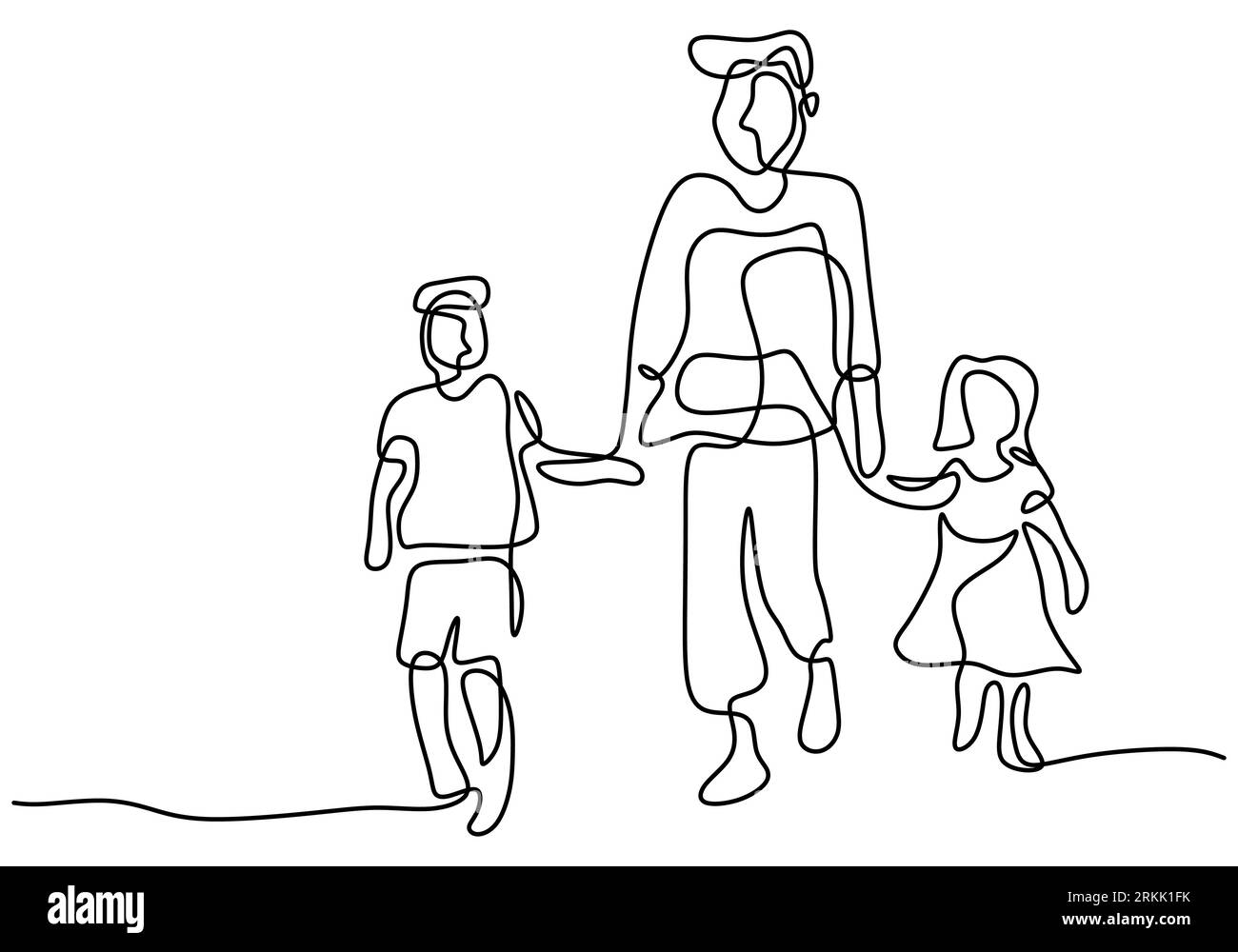 Happy family. Father, mother, two daughters. Parents keep their children's  hands. Vector illustration in flat style 6476124 Vector Art at Vecteezy