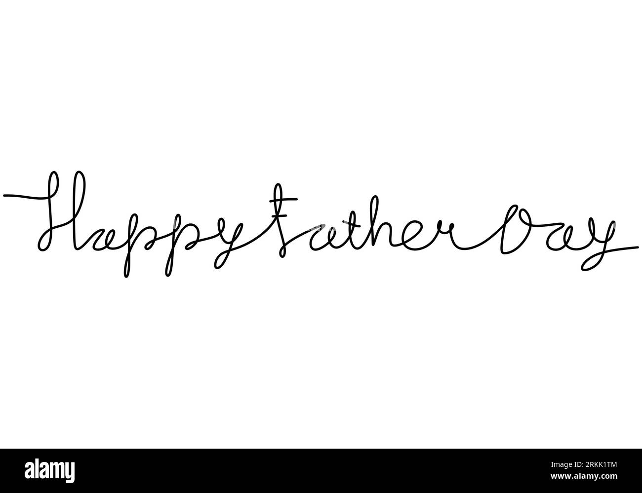 Happy Father's Day lettering one continuous line art isolated on white background. Happy motivation and inspiration message concept. Vector illustrati Stock Vector