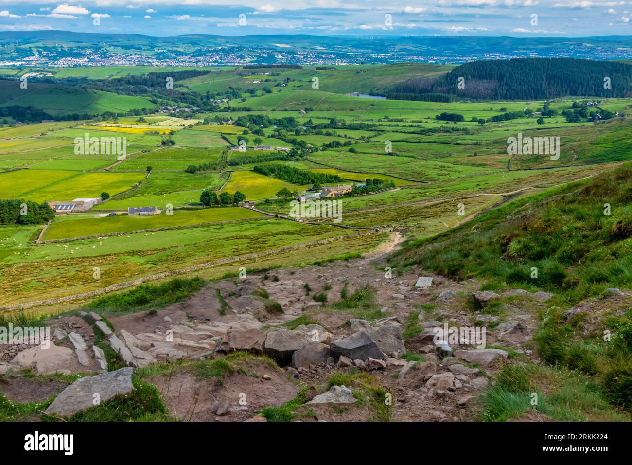 Pendle Hill, Lancashire - View from the top. Stock Photo