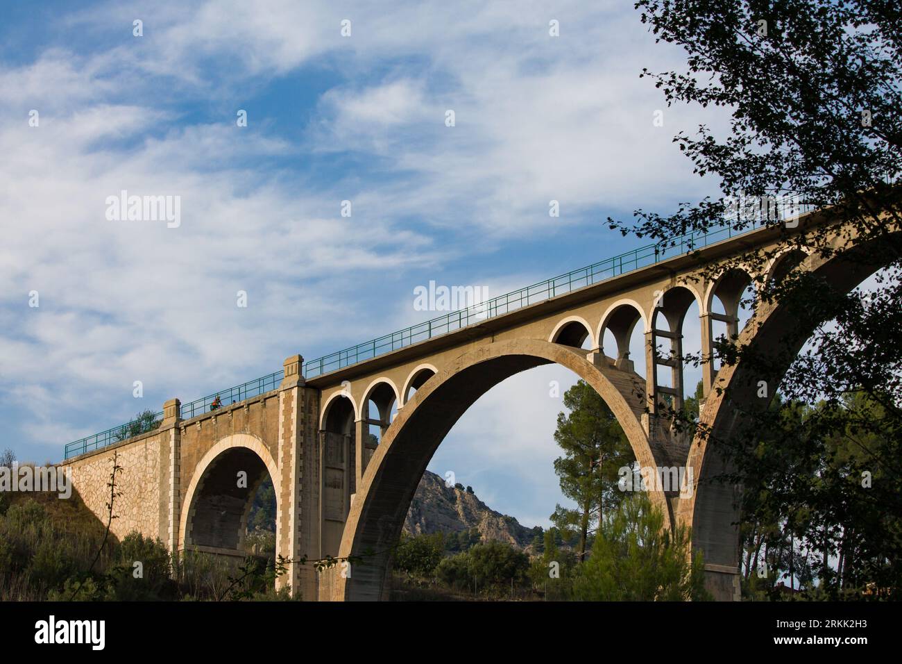 Sunset on the Bridge of the Seven Moons, Alcoy, Spain Stock Photo