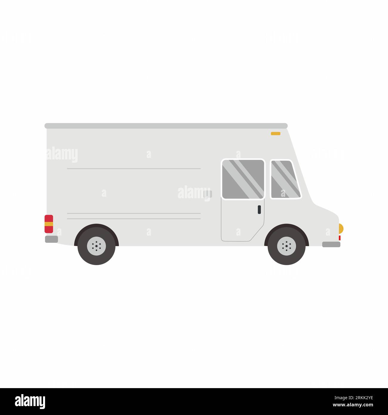 Food truck vector template for car branding and advertising. Isolated delivery van on white background. Vector illustration food truck view from right Stock Vector