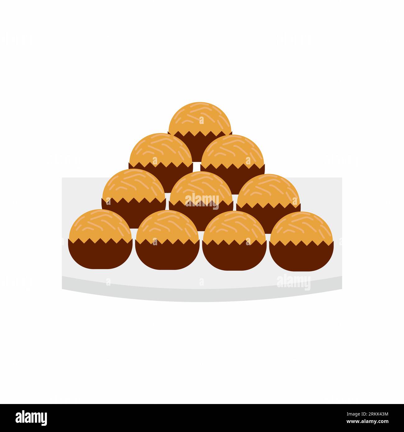 Cake for idul fitri isolated on white background. Sweet cake for islamic celebration with flat element style. Stock Vector