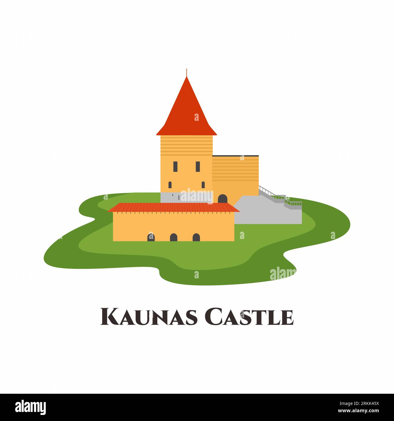 Kaunas Castle. It is a medieval castle in Kaunas, the second-largest city in Lithuania. It was beautiful and located near the old town. Worth a visit. Stock Vector