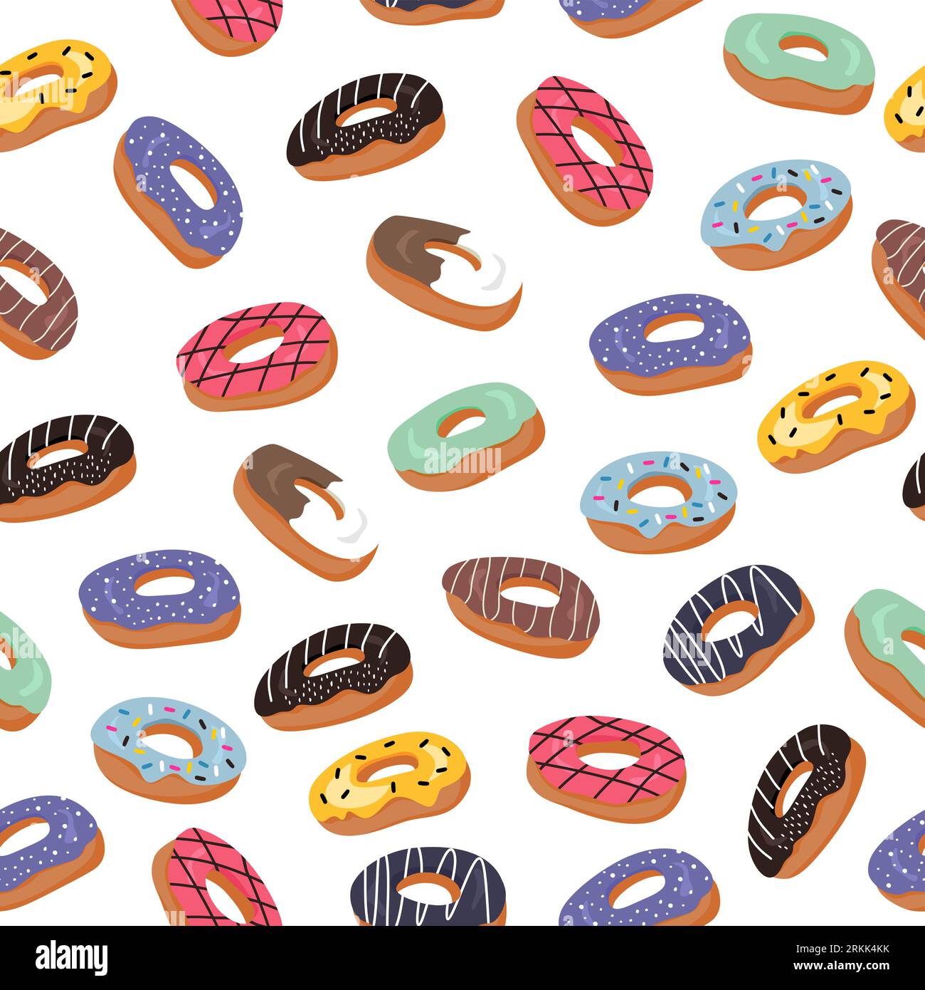 Sweet summer seamless pattern with donuts. Stock Vector