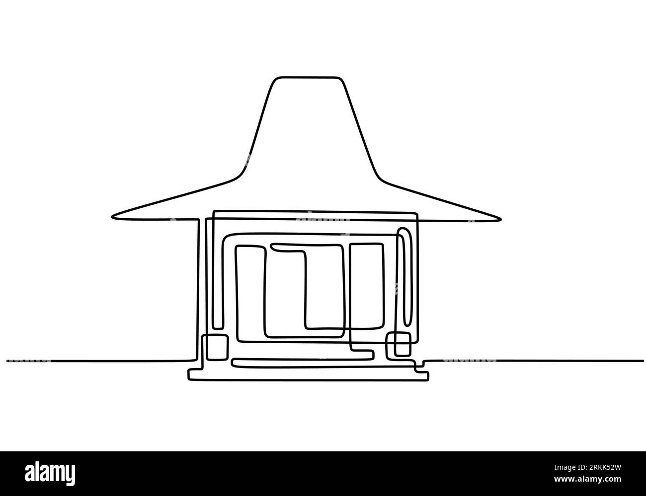 Continuous one line of traditional javanese building. Classic home in