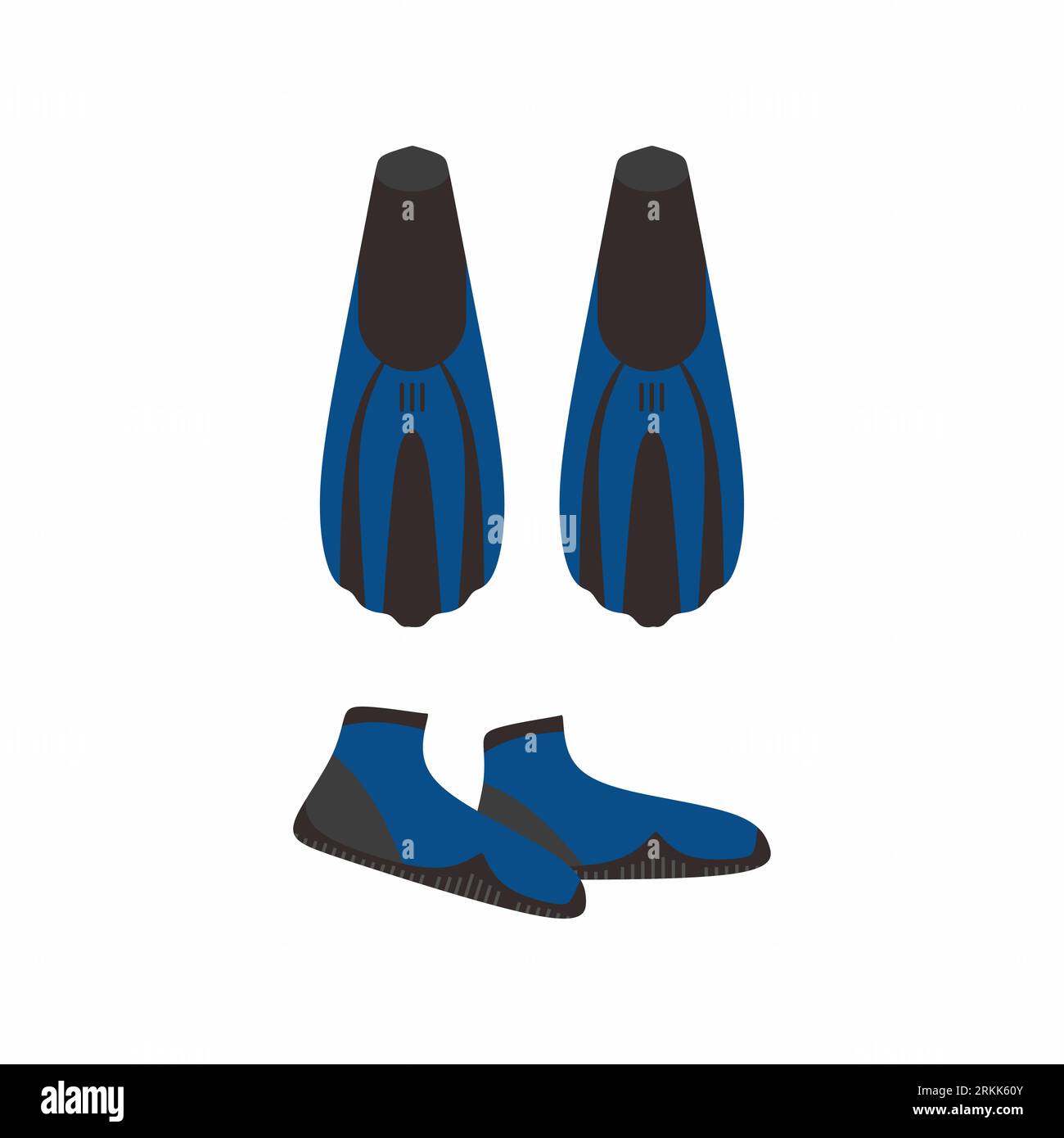 Fins for diving in flat element style isolated on white background