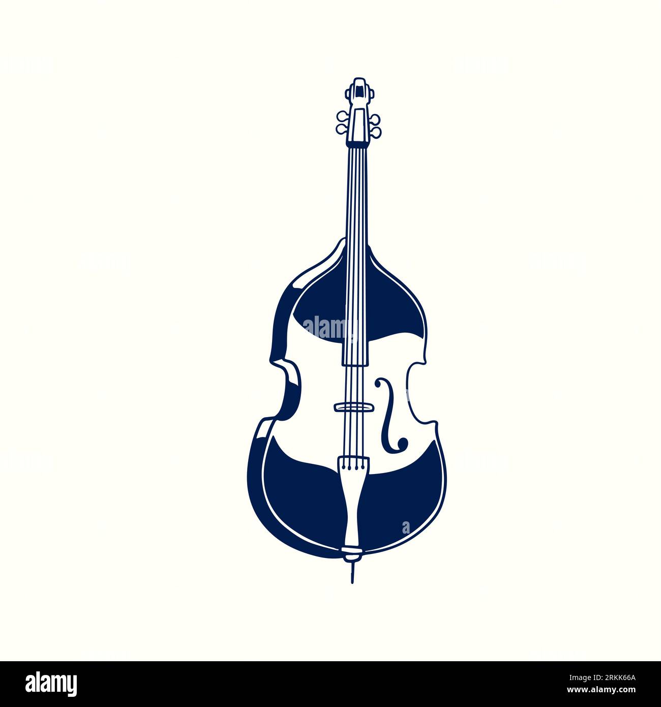 Double bass hand drawn vintage sketch style. Classical jazz music instrument isolated on white background. Old retro engraving bowed string instrument Stock Vector
