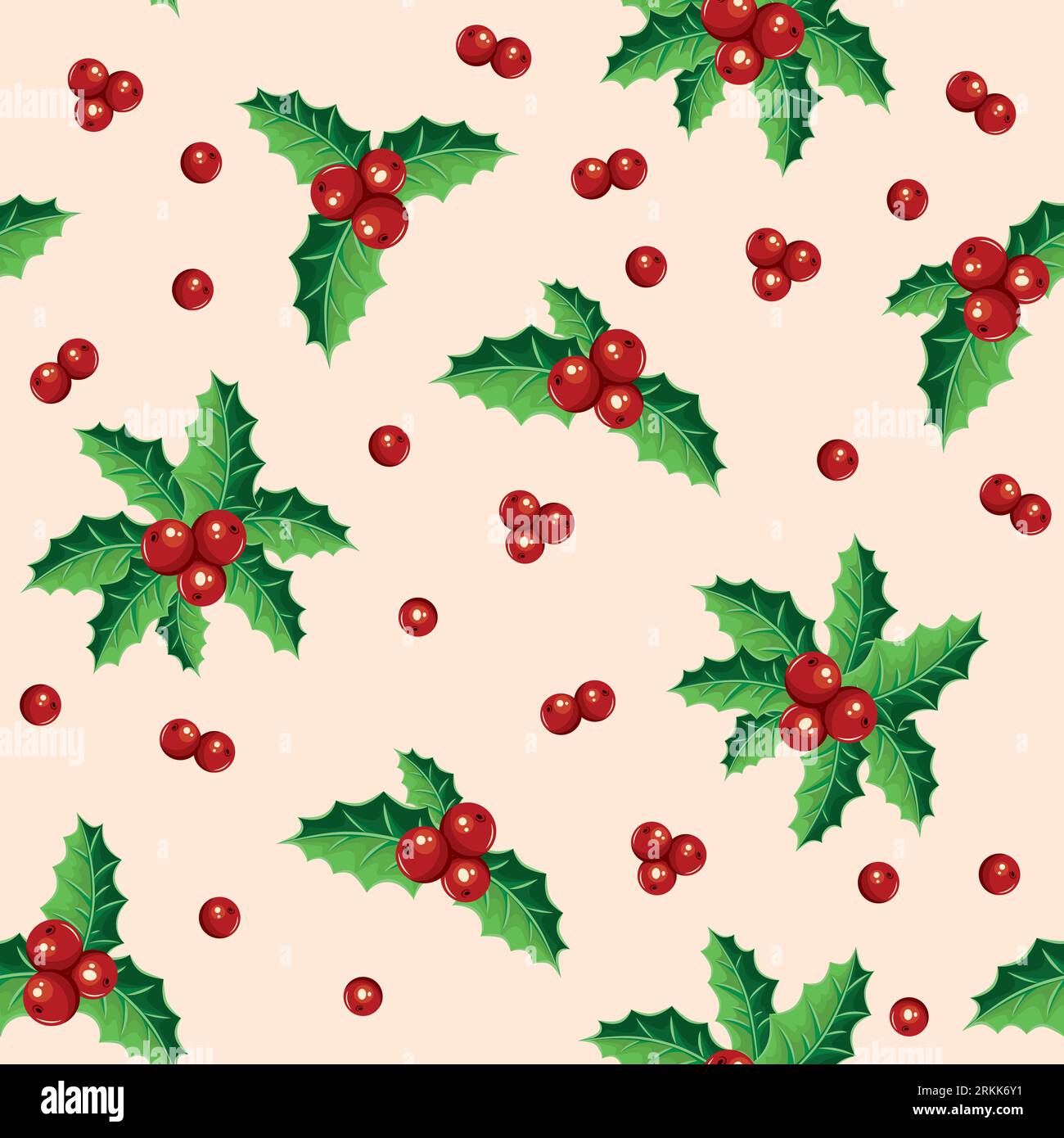 Vector pattern with holly and holly berries Stock Vector Image & Art ...