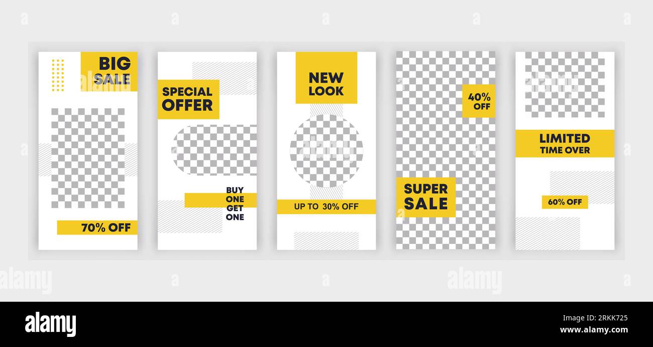 5 collection editable social media templates design. Set ig stories