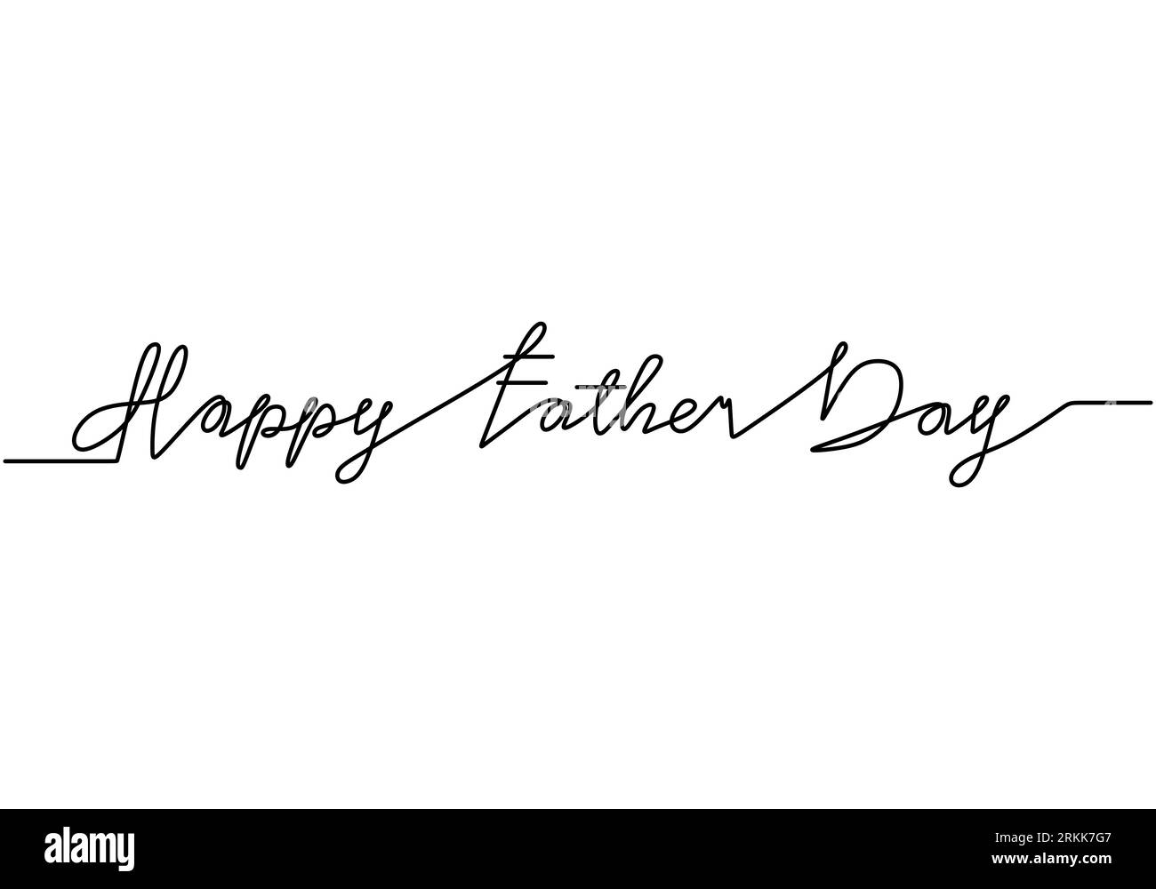 Happy Father's Day lettering one continuous line art isolated on white background. Happy motivation and inspiration message concept. Vector illustrati Stock Vector