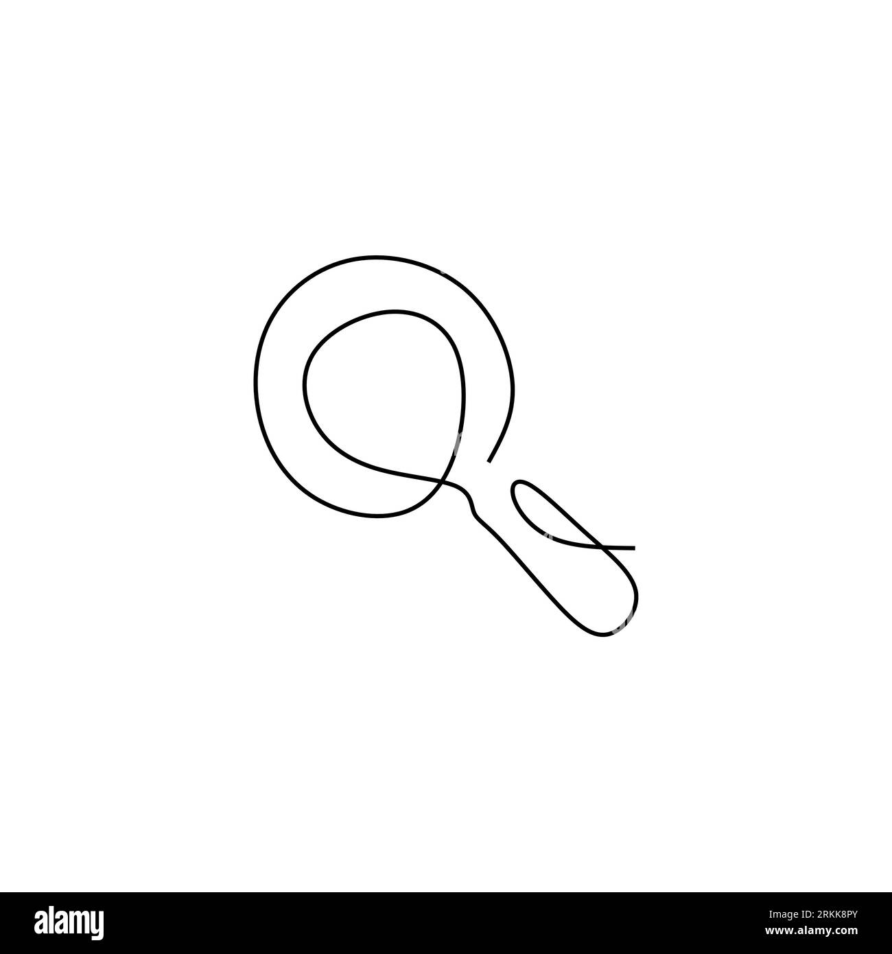 Continuous line of magnifying glass icon. Magnifying glass logo in