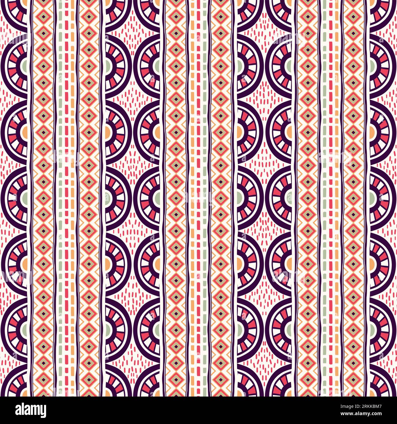 Hand drawn ethnic tribal in seamless pattern style. Stock Vector